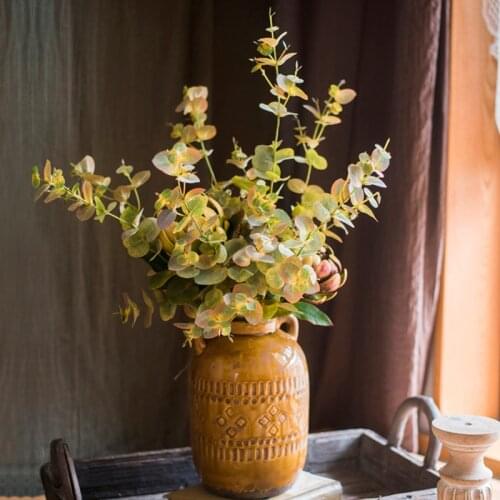 High Quality Artificial Plant Eucalyptus Leaves Plastic Green Plants Fake Eucalyptus Leaves DIY Home Room Table Wedding Decora