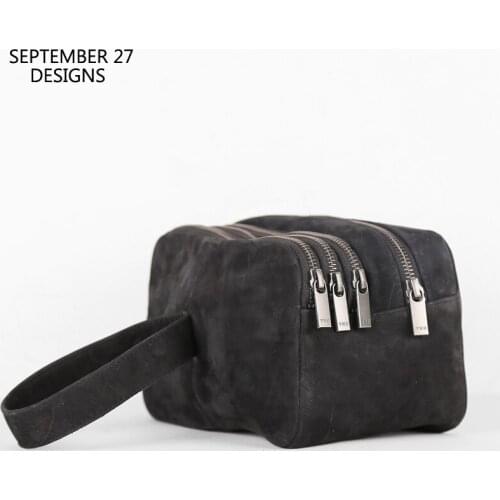 New Fashion Clutch Bag Men Genuine Leather Luxury Handmade Male Casual Travel Storage Handbag Multi Zipper Square Mini Hand Bags