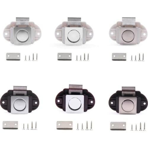Push Button Catch Lock Drawer Cabinet Door Keyless Latch Knob Push to Close Latch for Rv Boat Hardware Button Lock
