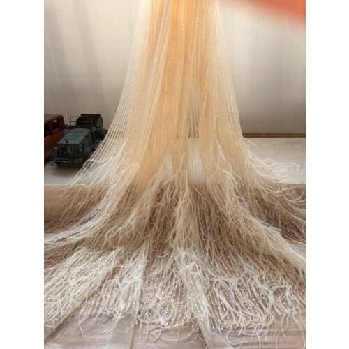 Nice looking feather embroidery tulle mesh lace fabric J-11319 with good quality for party dress