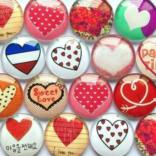 ZEROUP 12mm 20mm Round Photo Glass Cabochon Mixed Pattern Fit Cameo Base Setting for Jewelry Flatback TP-188