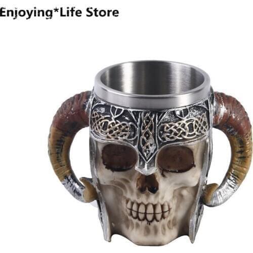 Mug Coffee Cup Resin Skull Stainless Steel Cup Halloween Bar Home Decoration