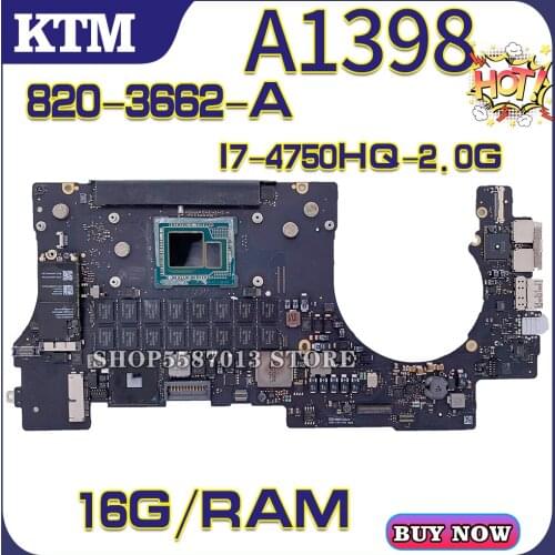Apple for MACBOOK PRO A1398 820-3662-A laptop motherboard mainboard 100% test OK I7-4750HQ CPU 16GB RAM CPU 2.0G
