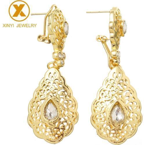 Fashion Moroccan style crystal long earrings stylish cut rhinestone earrings