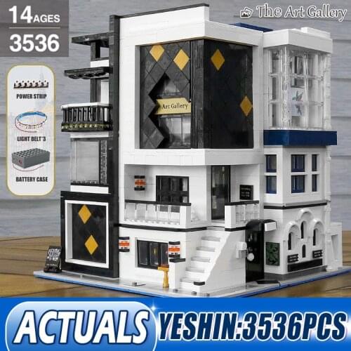 Mould King 16043 MOC Art Gallery Showcase With LED Light Modular Building Blocks Bricks Educational Toys Kids Birthday Gifts