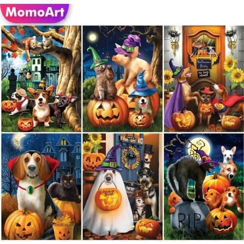 MomoArt Diamond Embroidery Dog Animal Rhinestones Picture Diamond Painting Halloween Cross Stitch Mosaic New Arrival Child Gift