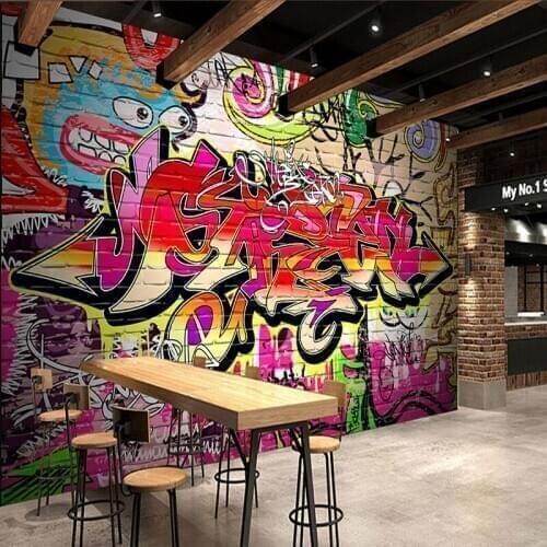 Custom Mural Wallpaper Scenery For Walls Street Graffiti Personality KTV Bar Background Wall 3D Room Decorative Wall Paper Mural