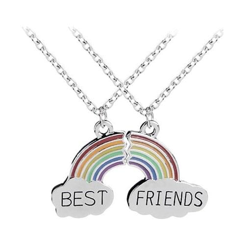 Personality Creative Rainbow Alloy Pendant Necklace Fashion Good Friend Exquisite Necklace A Pair Of Gifts For Boys And Girls