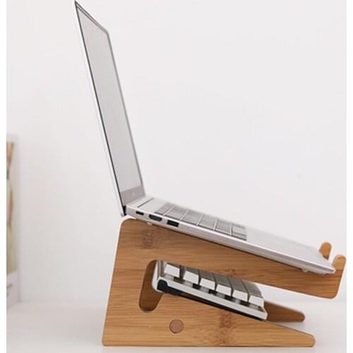 N0HC Portable Wooden Laptop Stand Vertical Cooling Bracket for Notebook Tablets Pro Air Pad Wood Holder Adjustable for 15