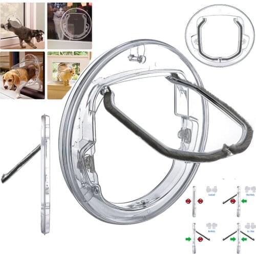 Dog Cat Flap Door with 4 Way Security Lock Flap Door Dog Cats Kitten Plastic Small Pet Gate Door Kit Flap Doors Pet Accessories
