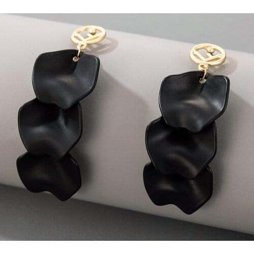Trendy Black Earrings Fashion Women Flowers Earrings Elegant Ladies Petal Statement Earrings Stud Women Party Jewelry Gifts