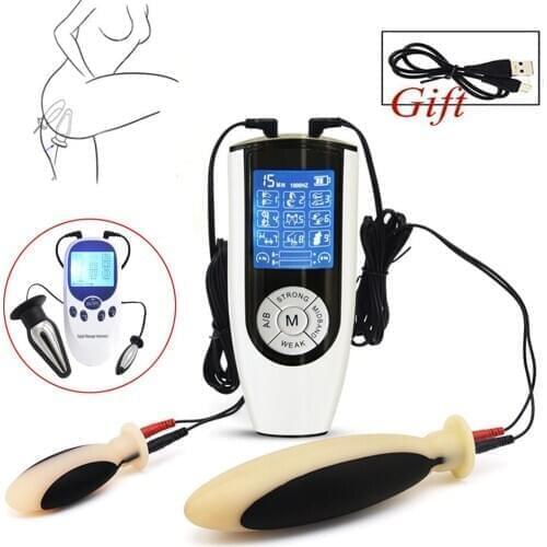 USB Charge Electric Shock Silicone Anal Vaginal Plug Masturbator Electro Stimulator Prostate Massage Dildo Big Butt Plug Sex Toy