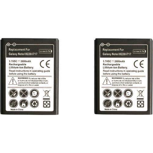 2pcs/lot 2600mAh EB615268VU 3.7VDC Replacement Li-ion Battery For Samsung Galaxy Note GT-N7000 N7000 GT-I9220 I9220 T879