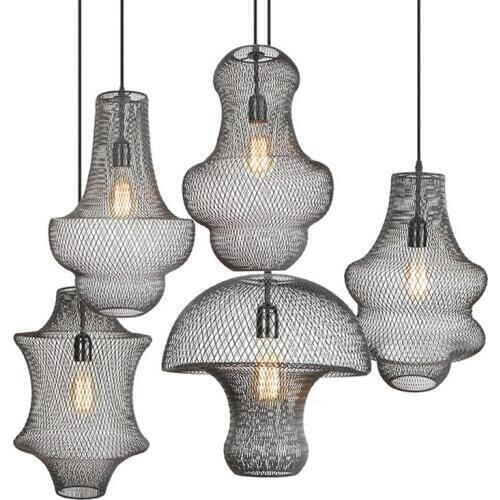 Modern Bird Cage Pendant Lights Metal Hanging Lamp Loft Industrial Decor Scandinavian Hanglamp Living Room Indoor Home Lighting