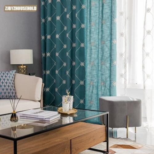 Modern Simple Curtains Polyester Cotton Fabric Printed Curtains for Living Dining Room Bedroom Finished Product Customization