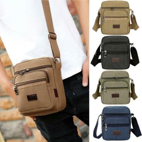 Men Zipper Casual Travel Male Messenger Bags Packs Canvas Crossbody Shoulder Bag Small Bag Briefcase Business Receipt Wallet