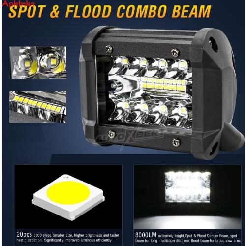 APKTNKA LED Work Light Bar Flood Spot Lights Driving Lamp Offroad Car Trailer Truck SUV