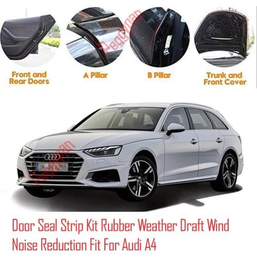 Door Seal Strip Kit Self Adhesive Window Engine Cover Soundproof Rubber Weather Draft Wind Noise Reduction Fit For Audi A4