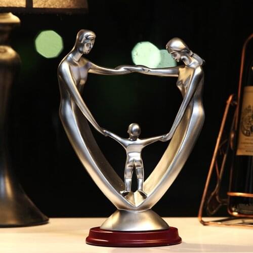 Cozy Family of three people statue decoration Creative Love and Happy family Memorial Sculpture