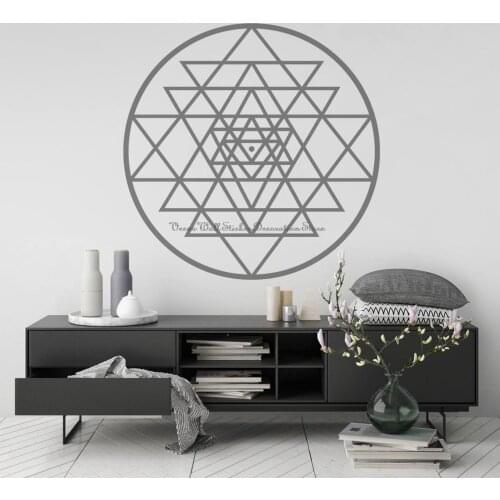 Sri Yantra Wall Art Vinyl Decal Meditation Spiritual Home Room Decoration Sacred Geometry Door Refrigerator Wall Sticker Mural 8