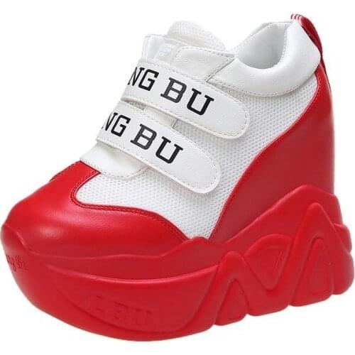 Mulher salto alto plataforma sapatos casuais 2020 feminino 12 cm saltos cunhas tenis chaussures femme