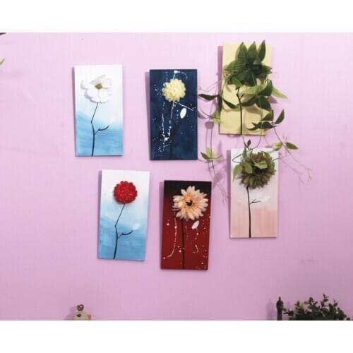 1PC 22.5x11.5cm Village Board Painted Flower Creative Background Wall Bedroom Plants Pendant Haning Decoration ME 005
