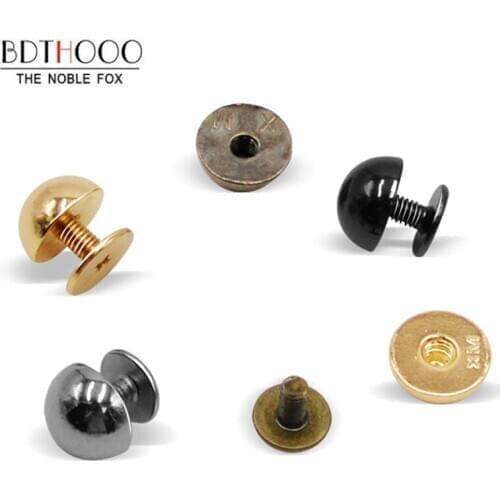 10sets Round Metal Bottom Screw for Bags 10mm Mushroom nail DIY Bags Accessories Rivets Wear protection Bag Feet