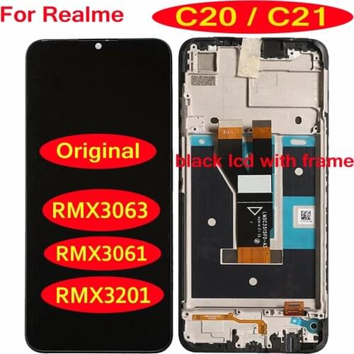 100% Original Working LCD Display Touch Screen Digitizer Assembly Sensor with Frame Mobile Pantalla For OPPO Realme C20 RMX3063