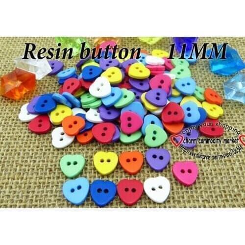 100PCS 11MM Fruit color RESIN heart shape buttons coat boots sewing clothes accessories R-085
