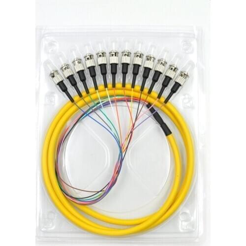 12 Strand 9/125 Fiber Optic Pigtail 1.2m ST/UPC Single Mode