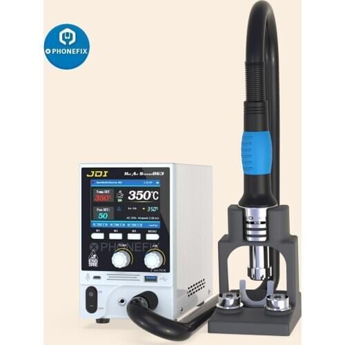 1600W JDI 863 Hot Air Gun Rework Station Large LCD Screen Digital Display Lead Free Heat Gun Stand Nozzles for Phone PCB Repair
