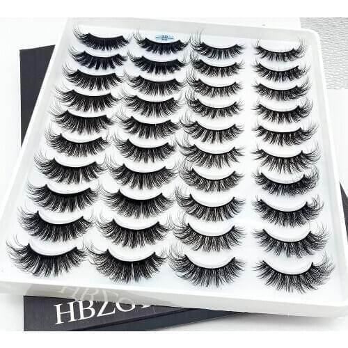 20 Pairs new-pack 3D Soft Mink Hair False Eyelashes Handmade Wispy Fluffy Long Lashes Natural Eye Makeup Tools Faux Eye Lashes