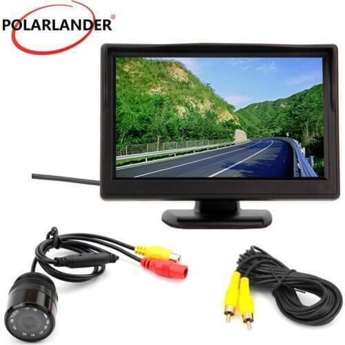 5 Inch TFT Waterproof Car Monitor Parking Monitor 360 Degree Night Vision Rear Camera HD Desktop Reversing Radar Short-Term