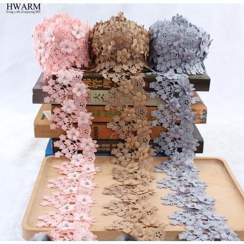 5yard Bored lace fabric wedding decoration embroidery flower curtain skirt decorative fabric polyester filament nail bead code