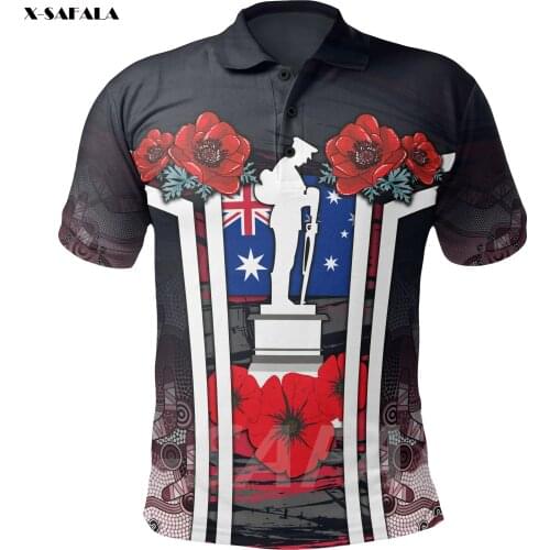 ANZAC DAY 2021 POPPY FLOWERSS DOT 3D Printed High Quality New Polyester Fiber Men Female Collar Polo Shirt Tee Tops Anti Shrink