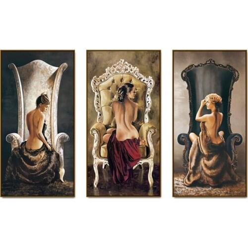 Sexy Woman on Chair Diamond Painting Nude Girl 5D Full Drill Square Round Mosaic Art Diamond Embroidery Home Room Decor