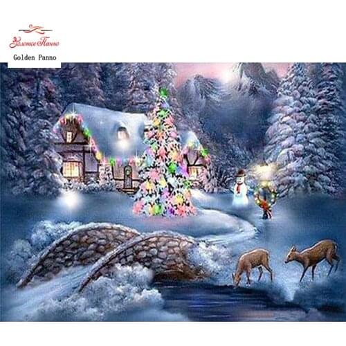 GOLDEN PANNO Diamond Painting Full Square 5D Diy Daimond Embroidery Diamant Mosaic Sale rhinestones pictures elk Landscape 03