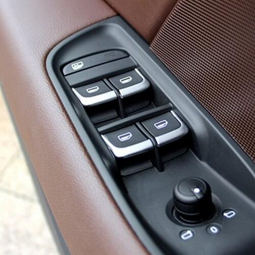 Car Window lifter switch Buttons decoration sequins interior Door Armrest trim Chrome ABS for Audi A3 A4 A6 Q3 Q5 Q7