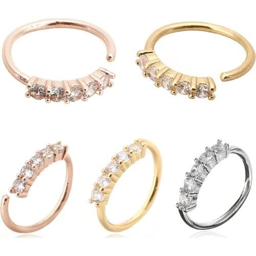 1Pc Copper Zircon Fake Nose Ring Hoop Septum Rings C Clip Lip Ring Earring for Women Fake Piercing Body Jewelry Non-Pierced Gift