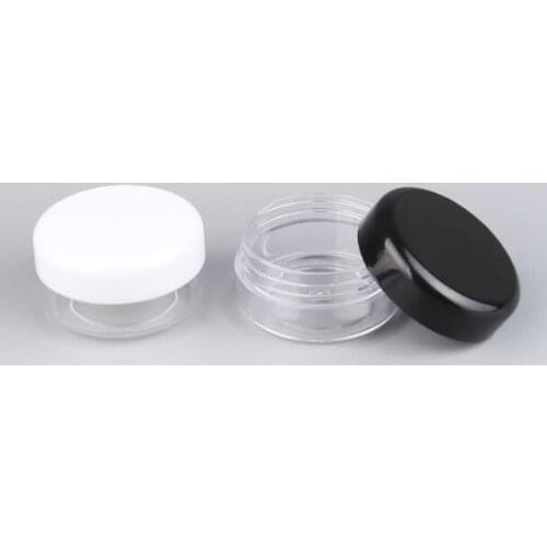 Lip Balm Containers 3G/3ML Clear Round Cosmetic Pot Jars with Black Clear White Screw Cap Lids And Small Tiny 3g Bottle