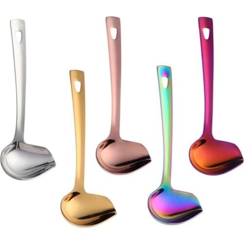 Stainless Steel Sauce Spoon, Metal Gravy Soup Spoon with Nozzle,5 Pieces