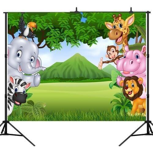 Lyavshi Fun Jungle animals backdrop Photography backdrops Photo background Baby birthday banner Dessert table decoration wall