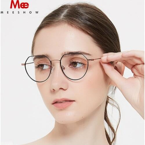Meeshow round metallic optical prescription glasses frame glasses women fashion accessories 2020 Unisex Stainless Steel Alloy