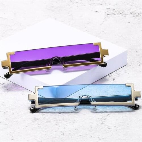 Fashion Sunglasses Semi-Rimless Sun Glasse Siamese Lens Eyeglasses Goggles Anti-UV Spectacles Rectangle Eyewear Adumbral A