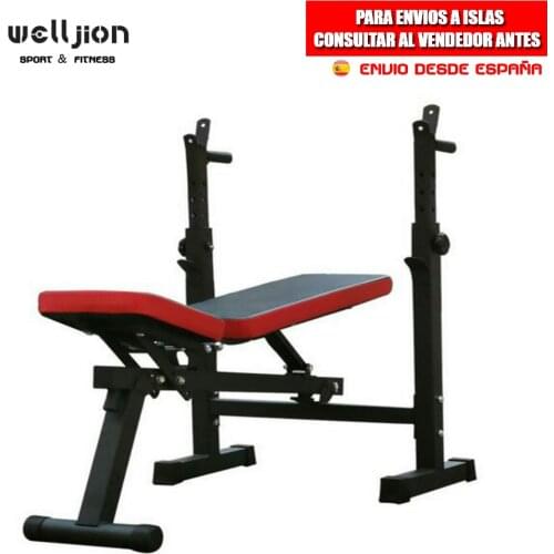 MUSCULATION BENCH, FOLDING AND ADJUSTABLE, WITH RACK SUPPORT FOR SQUATS, MUSCULATION, ABDOMINAL, FREE SHIPPING
