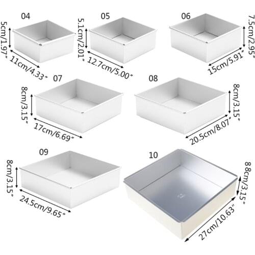 4-10 Inch DIY Square Non Stick Cake Pan Pie Loaf Toast Bread Mold Bakeware Tray