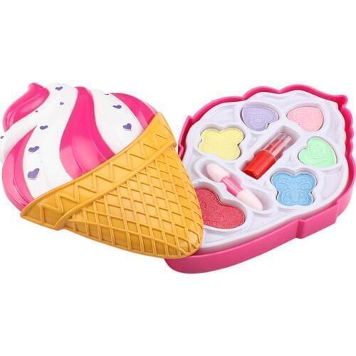 Cosmetics Set Fashion Washable Makeup Kit With Spinning Ice-cream Box For Petite Girls Pretend Play Game Toys For Children