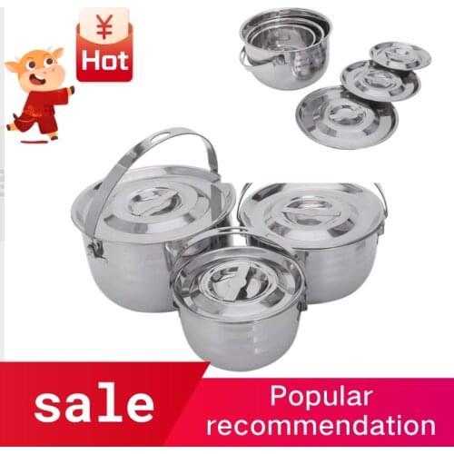 Camping Cookware Set Stainless Steel Compact Campfire Cooking Pots And Pans Rugged 3Pc Cook Set For Outdoor Hiking Barbecue