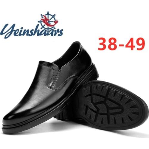 New Plus Size 38-49 Mens Genuine Leather Shoes Soft Anti-slip Driving Shoes Man Shoe Slip on Flats Mens Loafers Business Shoes