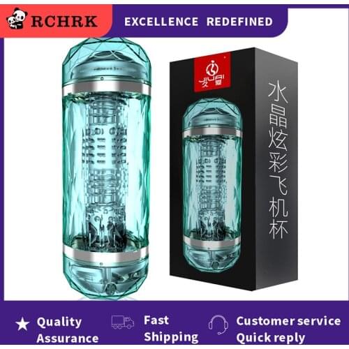 New Male Masturbator Cup Double Head Crystal Masturbation Cup Mens Sexual Endurance Training Supplies Real Vagina Adult Sex Toy